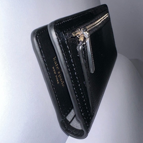 Kate Spade Black Refined Grain Leather Darcy Large Slim Bifold Wallet New w/ Tag - Picture 6 of 14
